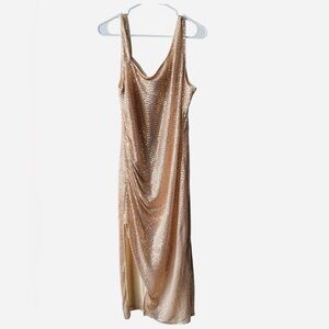 Grace Karin One Shoulder Gold Sequin Dress
